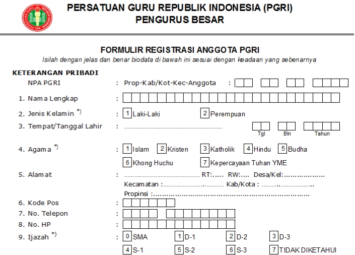 Pendaftaran PGRI DIY - Persatuan Guru Republik Indonesia Cabang Kabupaten DIY
